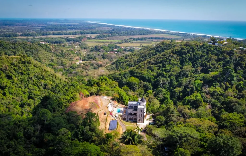 Aerial photo of The Castle of Oz, a vacation by owner costa rica luxury villa. Ideal for destination weddings and vacation retreats